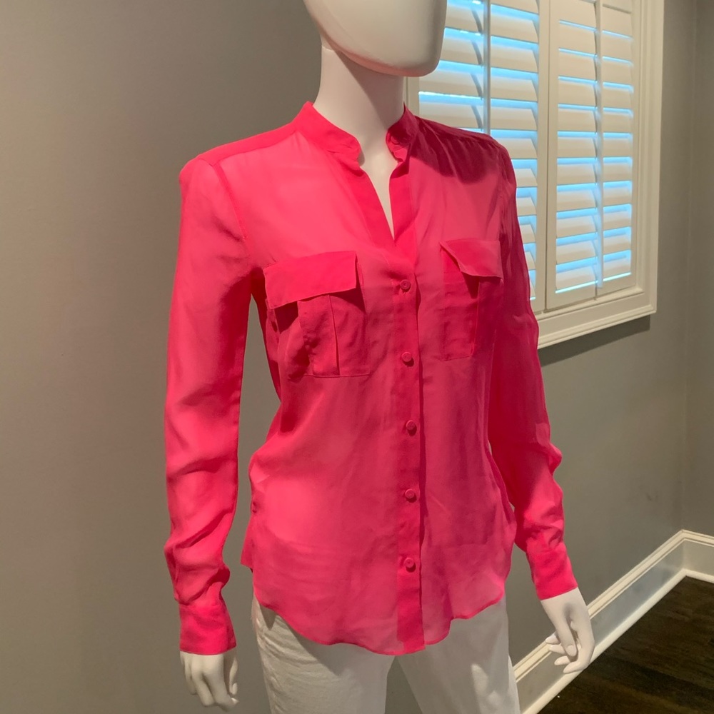 BCBG Maxazria Hot Pink Silk Blouse